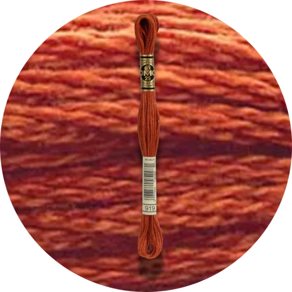 DMC Mouliné Spécial 25 Broderigarn, Ensfarvet, Røde/Gule/Orange nuancer